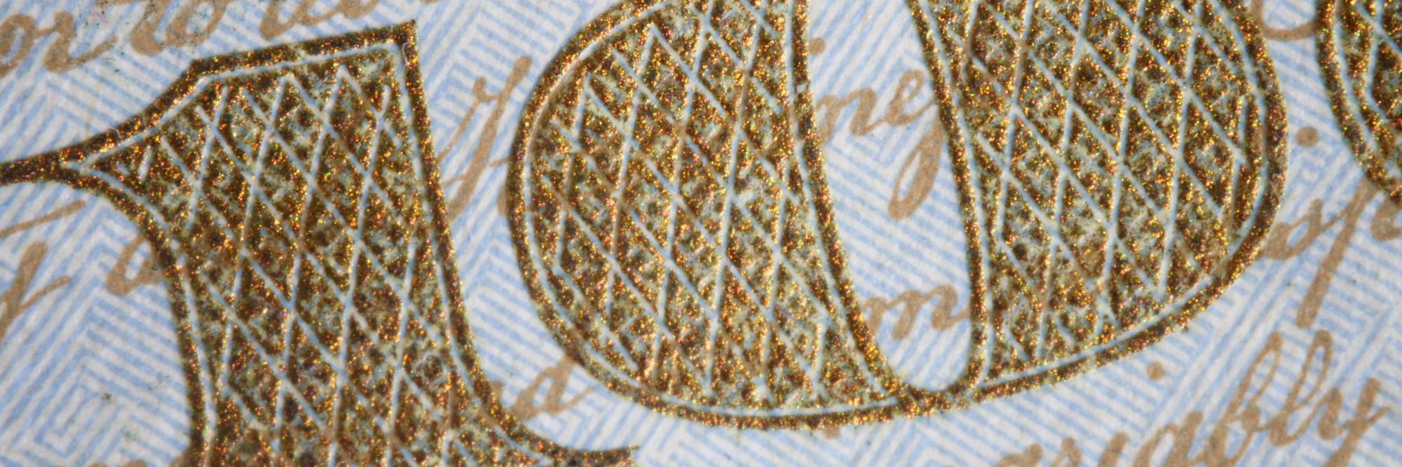 Close view of satin stitch and French knots